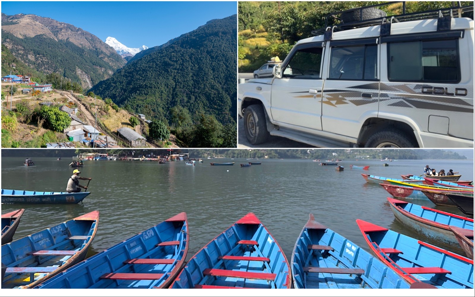 A scenic jeep ride from Pokhara through winding mountain roads, and the traditional stone village of Ulleri, marking the start of the 3-Day Poon Hill Trek.Start your adventure with peaceful views of Phewa Lake in Pokhara,.