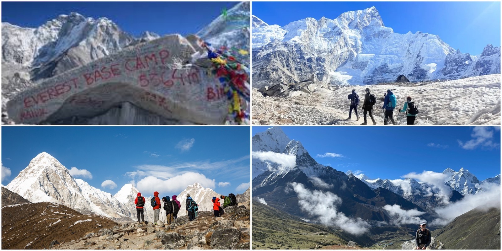 "Trekkers navigating rocky moraine terrain with loose stones and trekking poles on the Everest Base Camp trail, showing challenging Himalayan landscape and high-altitude trekking conditions" Photo