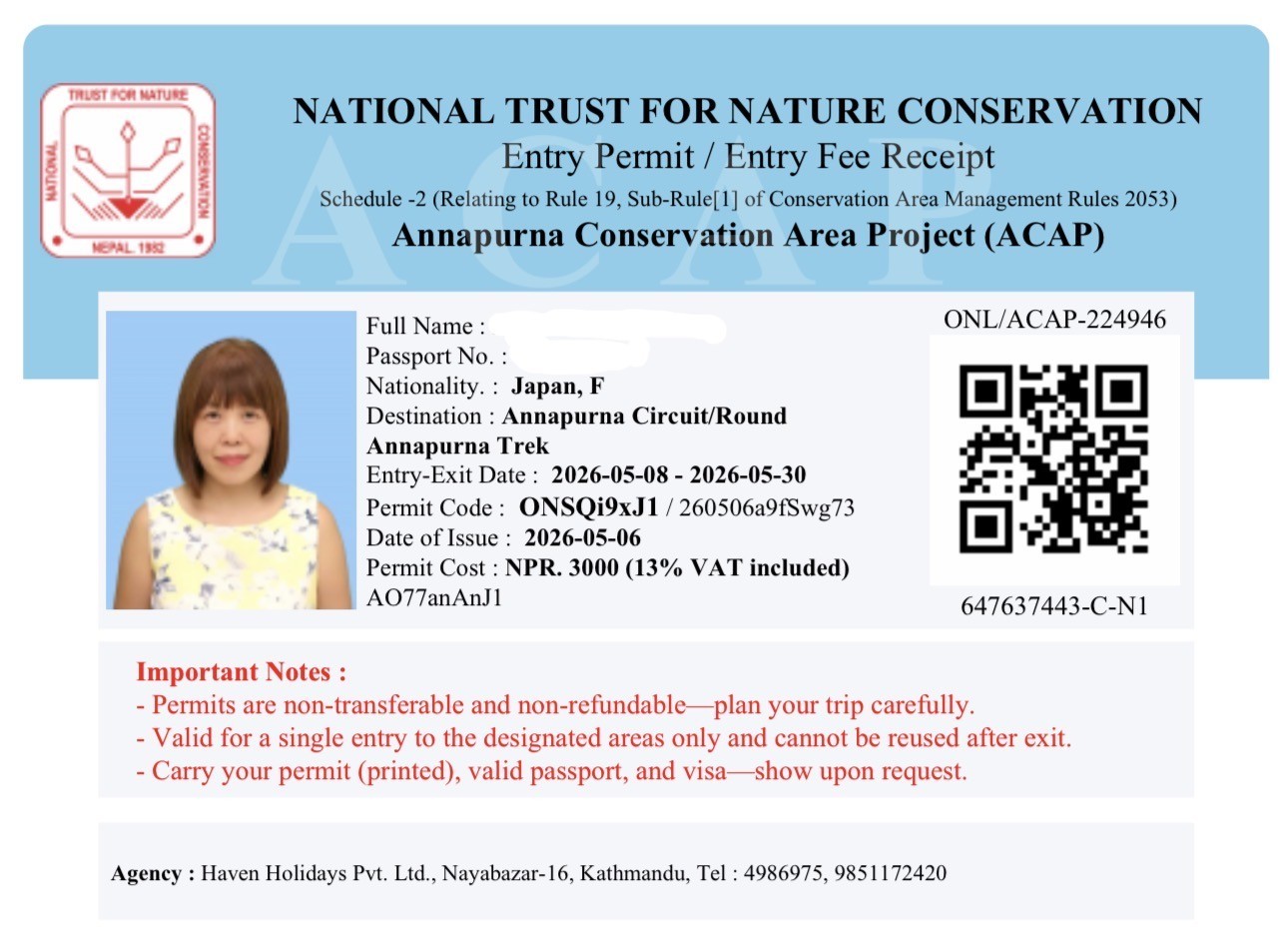Annapurna Circuit permits Nepal