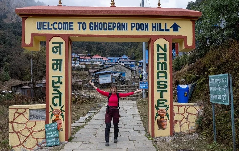 Ghorepani entrance gate on the Poon Hill trekking trail.