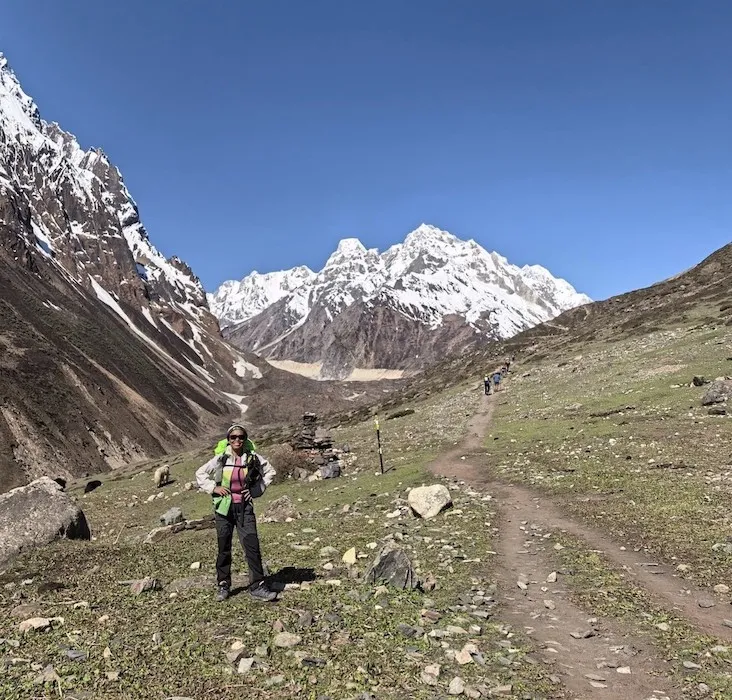 High-altitude trekking trail in the Manaslu region of Nepal.