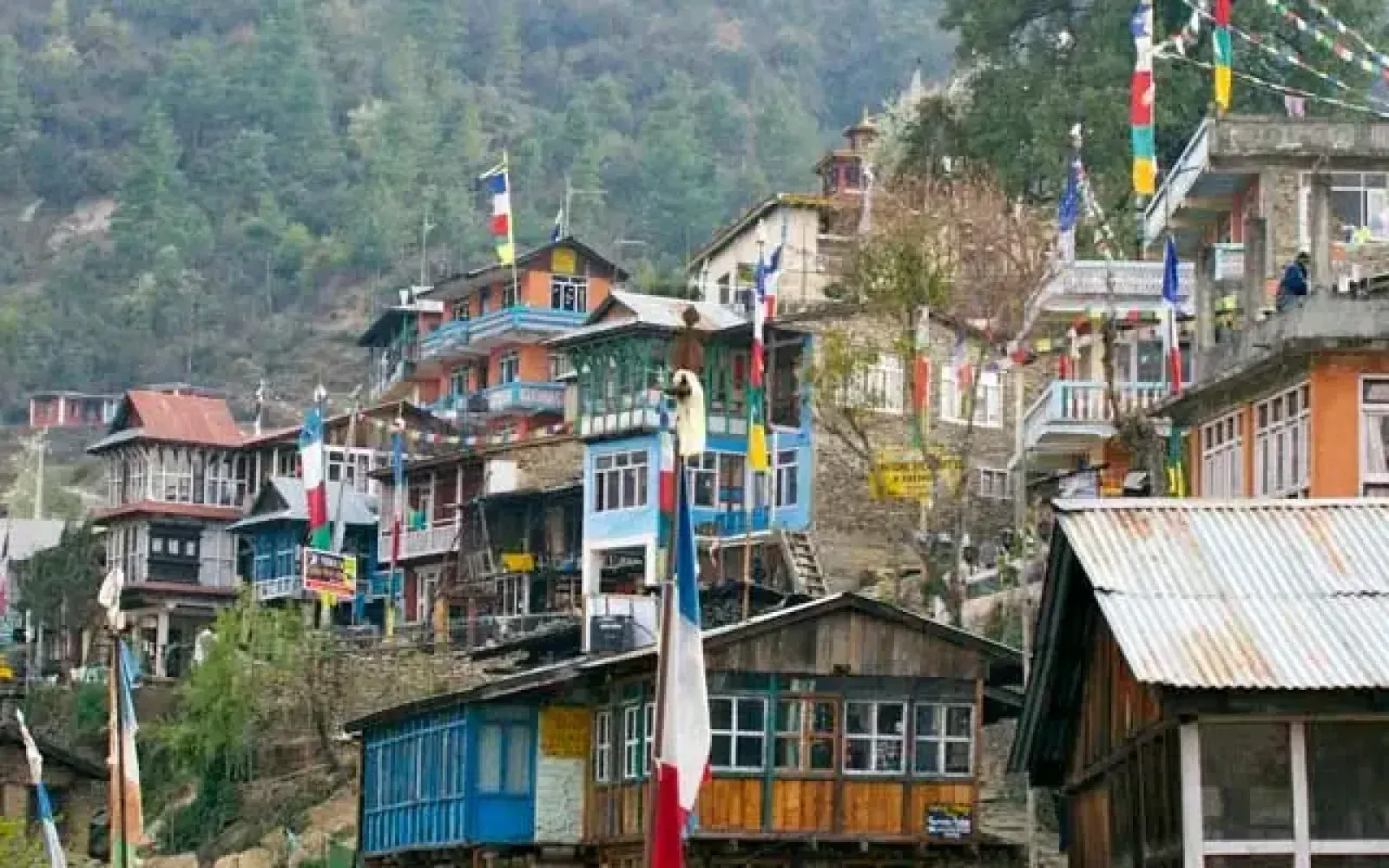 Thulo Syabru village on an alternative route to Langtang Valley after flood damage in Syabrubesi.